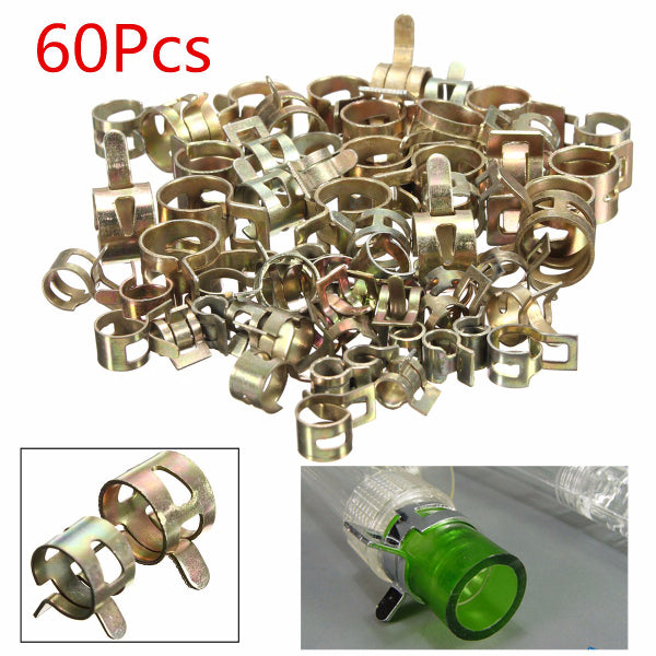 60Pcs Hose Water Pipe Air Tube Fuel Line Clamp Spring Clips