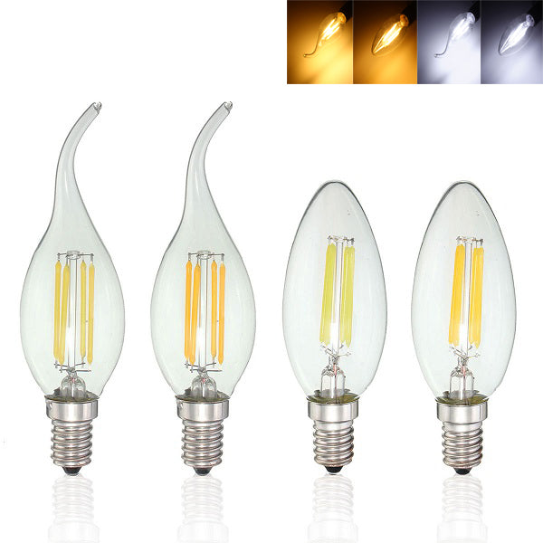 Dimmable E14 4W COB Edison Filament Bulb LED 400Lm Candle  Light Candle AC220V