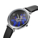 SHENGKE SK K0123 Leaves Pattern Crystal Flowers Female Fashion Elegant Women Ladies Leather Quartz Watch