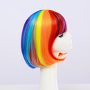 Anime Rainbow Wigs Colorful BOB Head Short Hair Wig Full Bangs High Temperature Wire Headcover Cosplay Hair Wigs