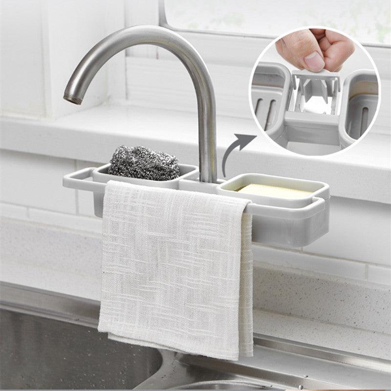 Plastic Sink Tap Faucet Storage Holder Rack Bathroom Kitchen Sponge Shelf Drain Shelf