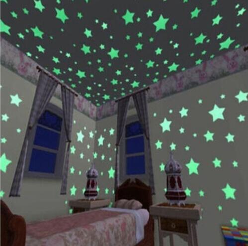 100Pcs/1Bag Wall Ceiling Glow Dark Stars Sticker Decal Kids Bedroom Decor