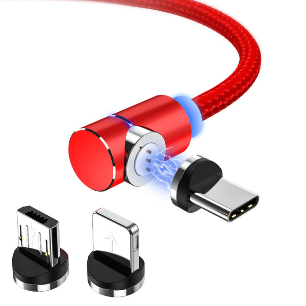 TOPK 3A Type C Micro USB 90 Degree Fast Charging Magnetic Data Cable For Huawei P30 Pro Mate 30 Xiaomi Mi9 Redmi 7A Redmi 6Pro S10+