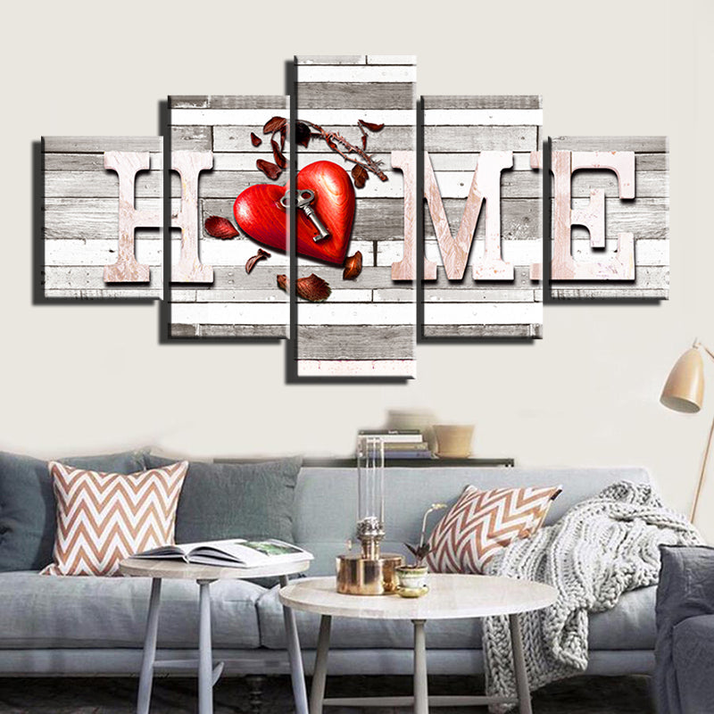 Loskii Spray Oil Paintings Canvas Five Combination Decorative Paintings  Wall Arts For Home Decorations
