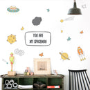 Miico FX64036 Cartoon Wall Sticker Spaceship Meteorite Combination Stickers Children's Room Decoration Wall Stickers