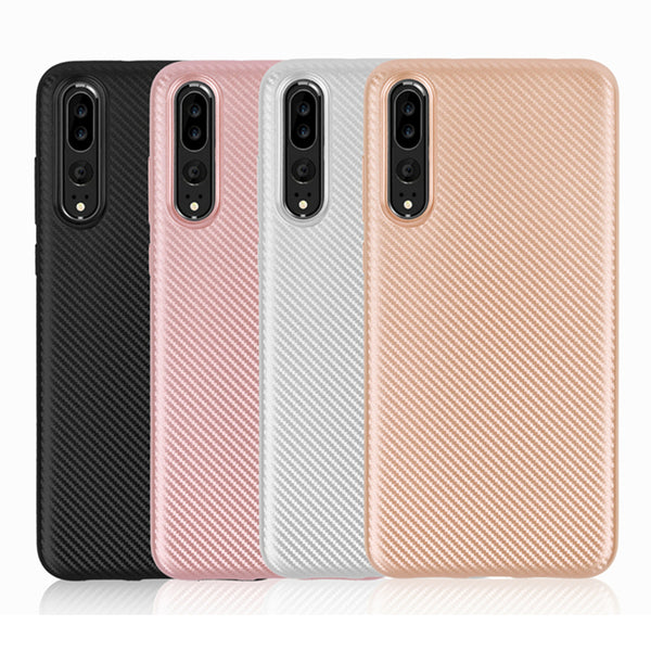 Carbon Fiber Shockproof Soft TPU Back Protective Case For Huawei P20 Pro