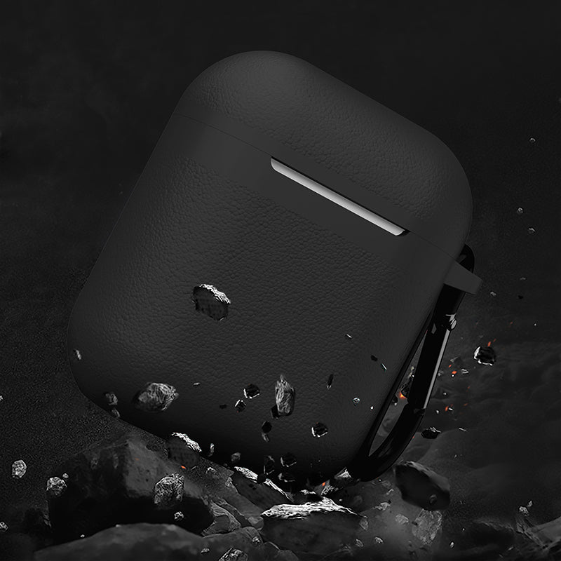 Dirose Luxury Portable PU Leather Wireless bluetooth Earphone Storage Cover with Anti-lost rope & Keychain for Apple Airpods 1/2