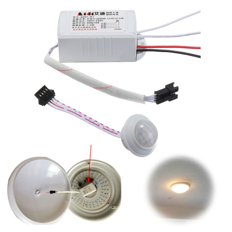 Excellway AC 220V IR LED Strip PIR Body Infrared Motion Sensor Switch Automatic Light Switch