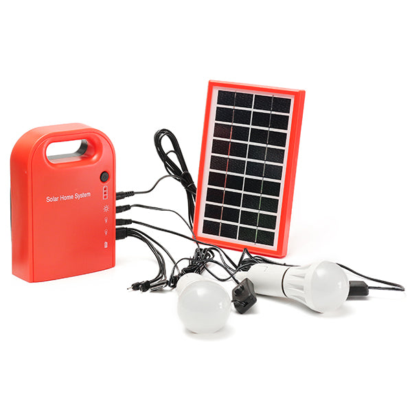 Portable Large Capacity Solar Power Bank Home System Panel with 2 LED Bulbs for Camping Light Emergency