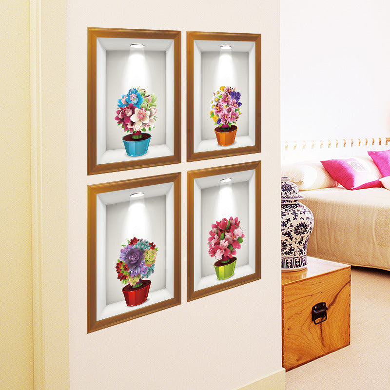 Flowers 3d Frame Creative Wall Stickers  Background European Three - Dimensional  Wall Stickers