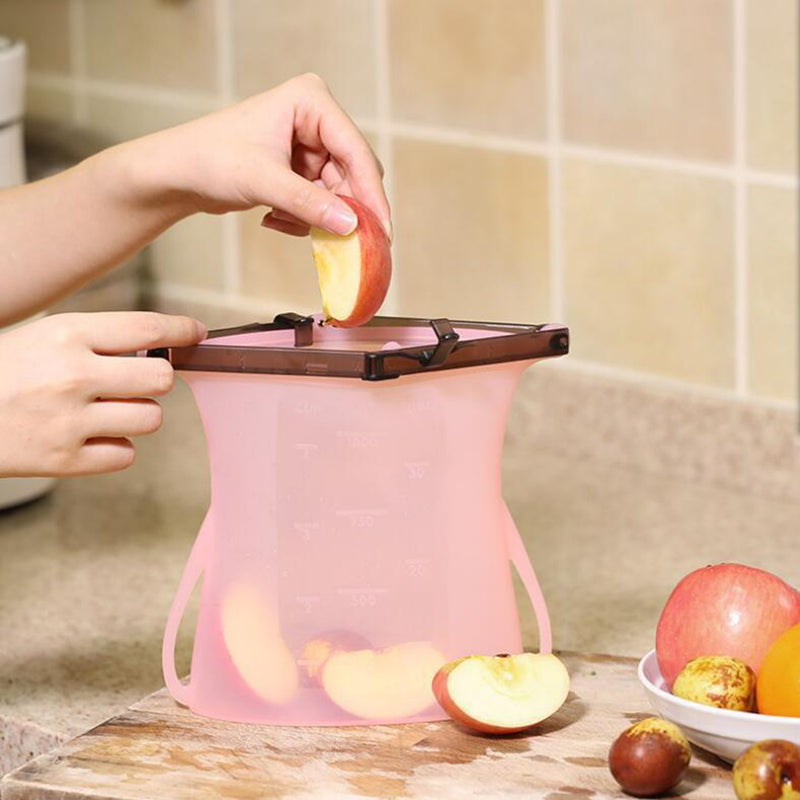 Portable Silicone Food Storage Bag Sealing Bag Refrigerator Meat Fruit Food Kitchen Storage Freezer Bag Fresh Bag
