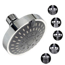 Shower Head High Pressure 4 Inch 5-setting Adjustable Shower Head Top Spray Function Multifunction Water-saving Top Shower Head