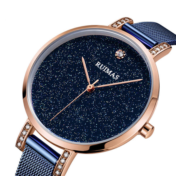 RUIMAS 523 Fashion Women Watch Light Luxury Hardlex Mirror Stainless Steel Strap Quartz Watch