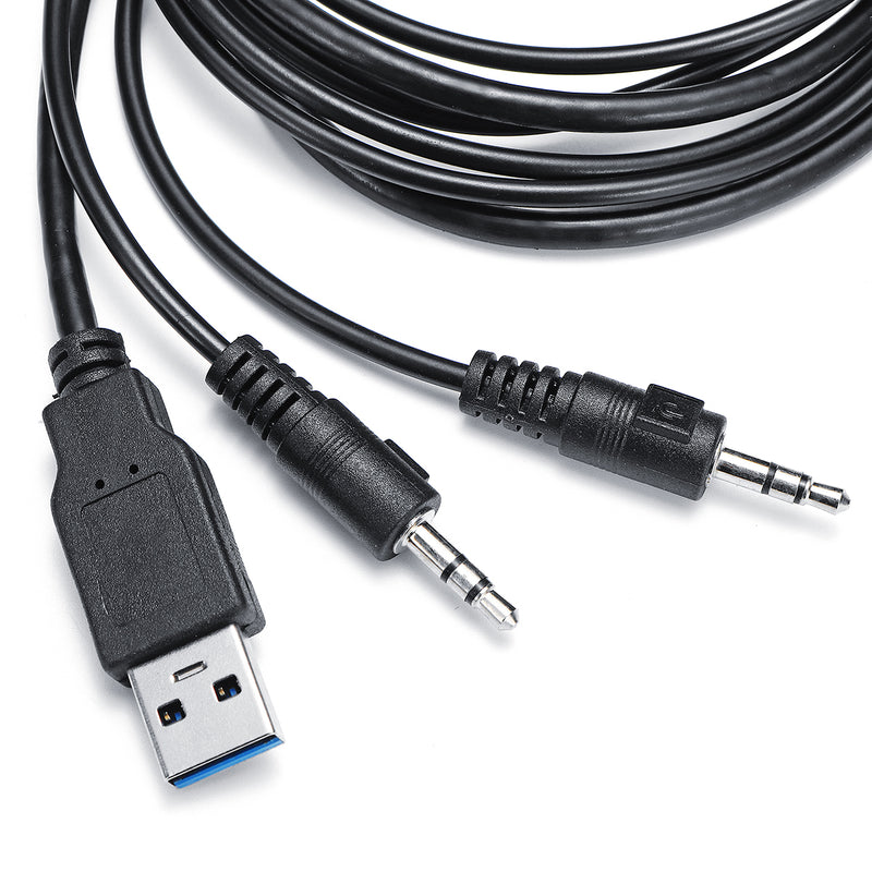 USB 3.0 to 3-Port USB 3.0 3.5mm Audio SPK Mic Hub Office Hole Table Hub with Power Adapter