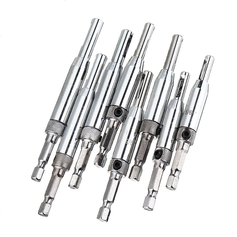 8pcs 5/16-1/4 Inch Self Centering Door Window Hinge Set Twist Wood Drill Bit Hole Puncher