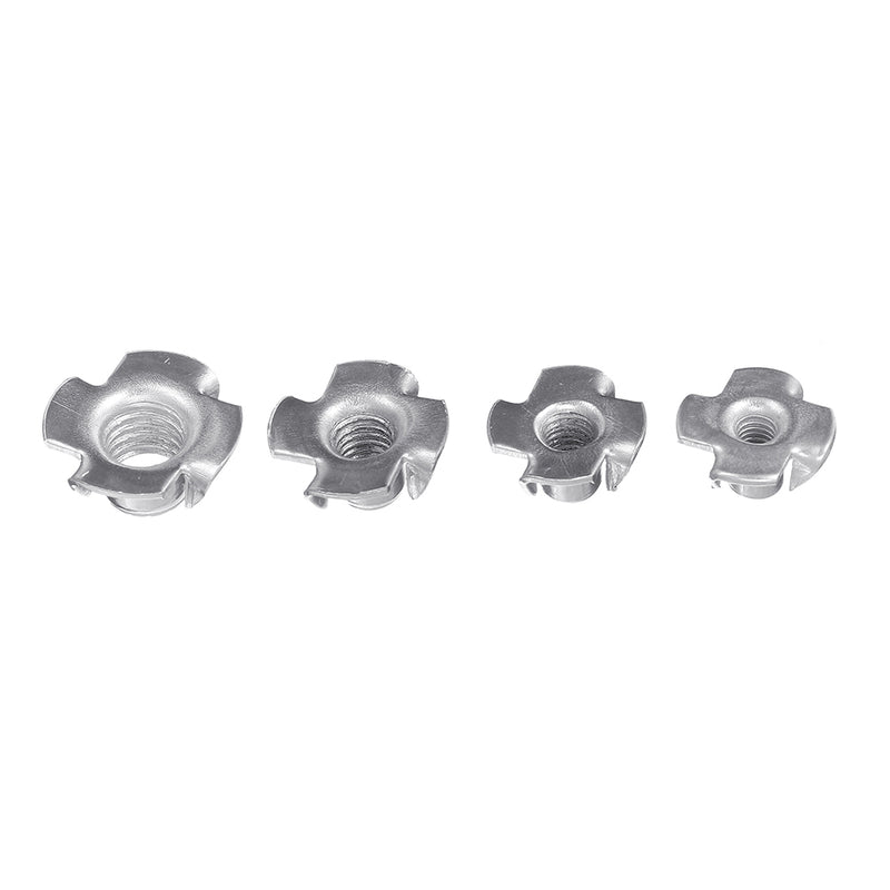 Suleve CSTN3 90Pcs Four Prong T Nut Inserts Carbon Steel Zinc Plated For Wood M3/M4/M5/M6/M8 Nut Assortment Kits