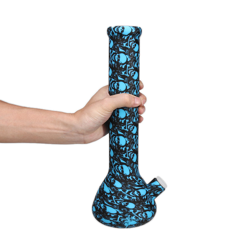 Portable Silicone Hoo-kah Water Pipe Tob-acco Ciga-rette Skull Pipe 13.5 Inch