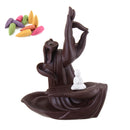 Hand Ceramic Backflow Waterfall Smoke Incense Burner Censer Holder Decor + Cones