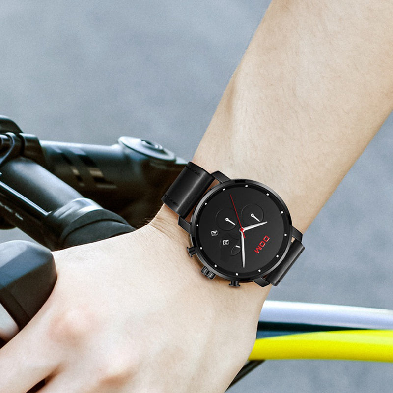 DOM M-1216BL-1M Fashion Men Watch Waterproof Chronograph Luminous Date Display Quartz Watch