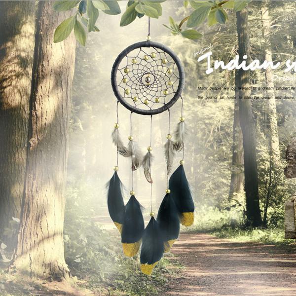 Hand Woven Natural Feathers Dreamcatcher American Folk Custom Gifts Hanging Decor Ornament