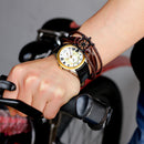 Punk Alloy Rudder Bracelet Cowhide Leather Bangle Wristband Men Jewelry
