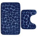 2Pcs Waterproof Bath Carpet Stone Pedestal Memory Foam Mat Bathroom Non-slip Set