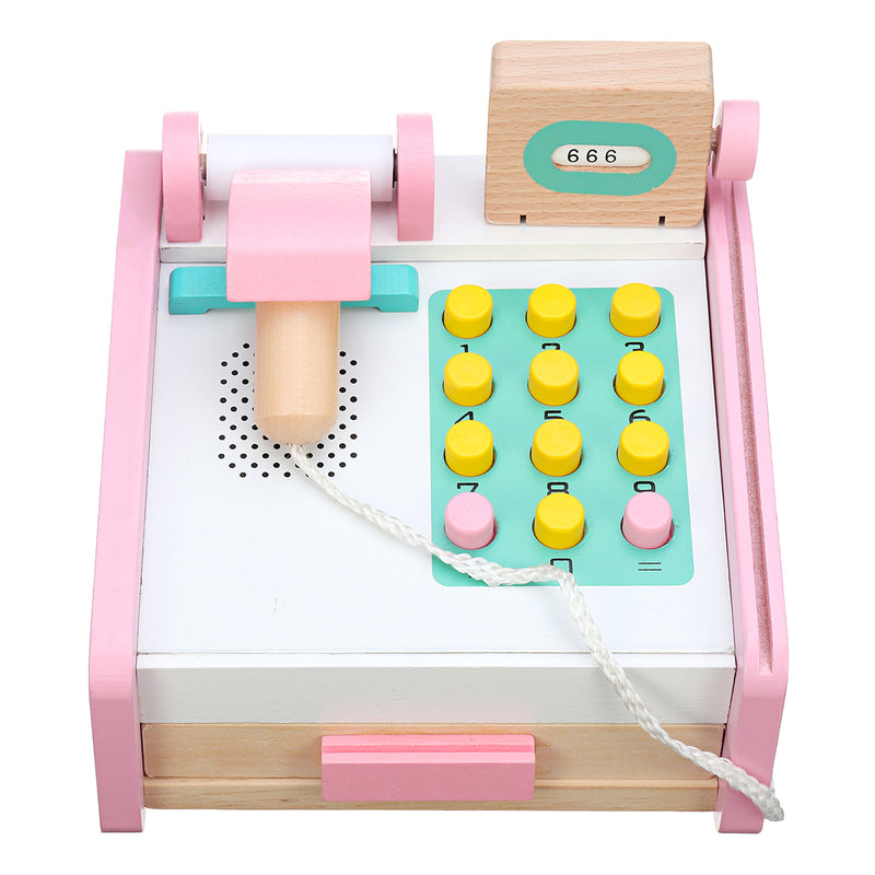 Supermarket Wooden Till Cash Register Toys Set Kids Educational Pretend Play Game