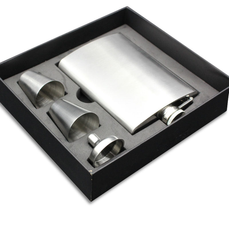 KCASA 8 Oz Stainless Steel Hip Flask Set With Funnel Hip Pocket Flagon Whiskey Brandy Vodka Pot Men