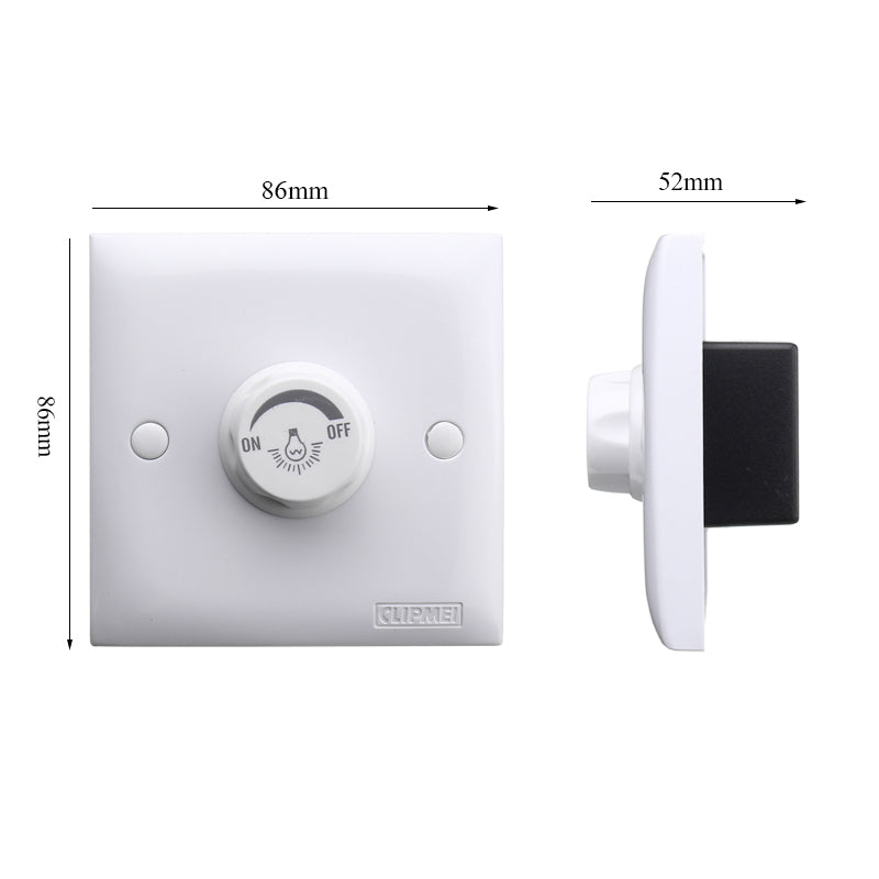 220V LED Dimmer Single Light Rotary Switch for Dimmable Lighting White