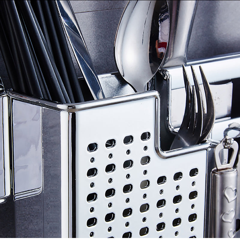 Stainless Steel Kitchen Storage Pot Shovel Holder Suction Cup Wall-mounted Chopsticks Drain Kitchen Utensils Storage Rack Shelf Rack