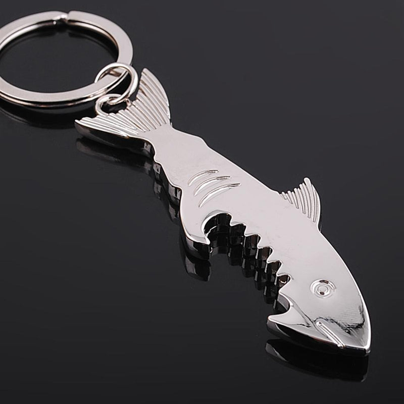Cutely Shark Glossy Keychain Sliver Metal Bottle Opener Mini Multi Functional Keychain