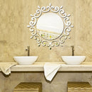 Round Flower Mirror Tiles Kitchen Wall Sticker Stick on Decal Home Bedroom Decor