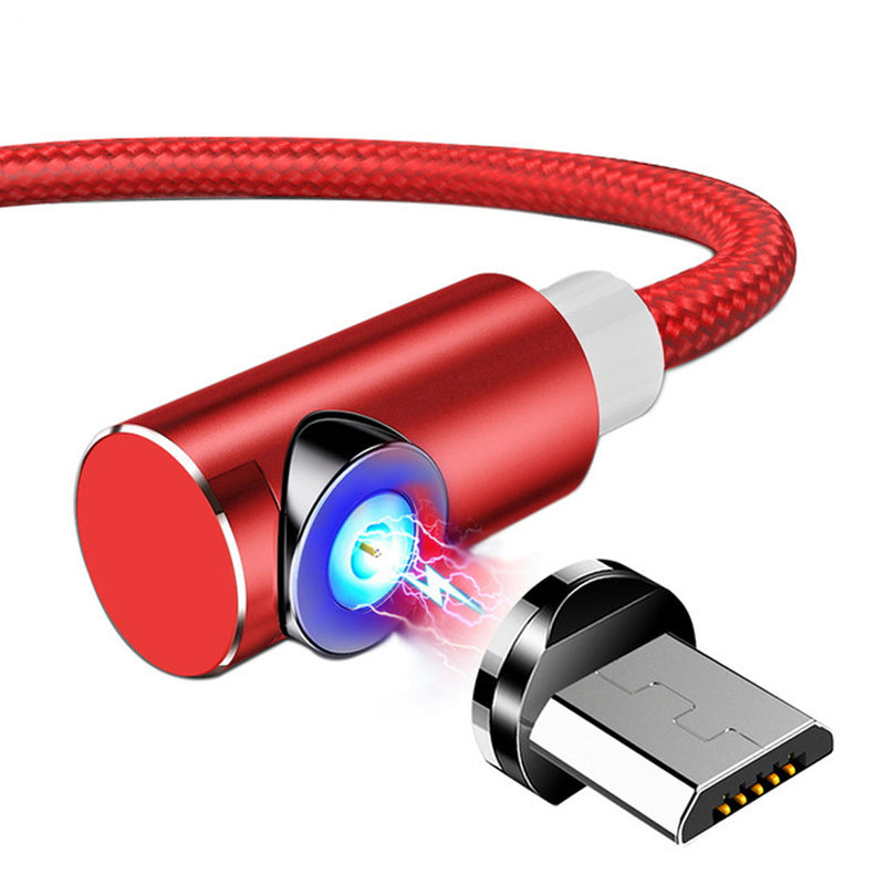 TOPK 2.4A Micro USB 360 Degree Elbow Magnetic LED Indicator Fast Charging Data Cable For HUAWEI OPPO VIVO XIAOMI