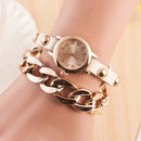 Fashion Women Winding Bracelet Watch Leather Band Ladies Dress Quartz Watch