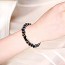 Unisex Black Beaded Bracelet Vintage Black Gallstone Oval Bracelets Ethnic Jewelry For Women Men