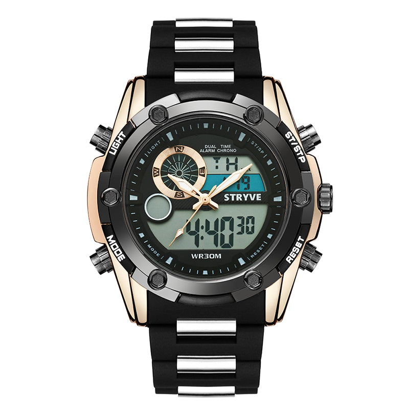 STRYVE S8006 Dual Display Digital Watch Chronograph Alarm Stopwatch Luminous Display Sport Watch