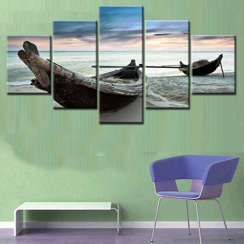 5Pcs Set Boat Modern Canvas Print Paintings Wall Art Pictures Home Decor Unframed