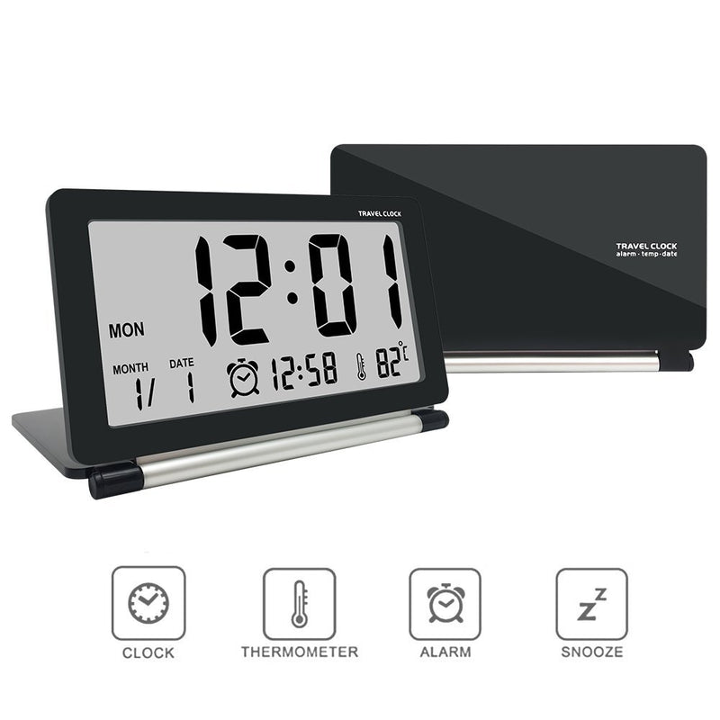 Loskii DC-11 Electronic Travel Alarm Clock Folding Desk Clock With Temperature Date Time Calendar
