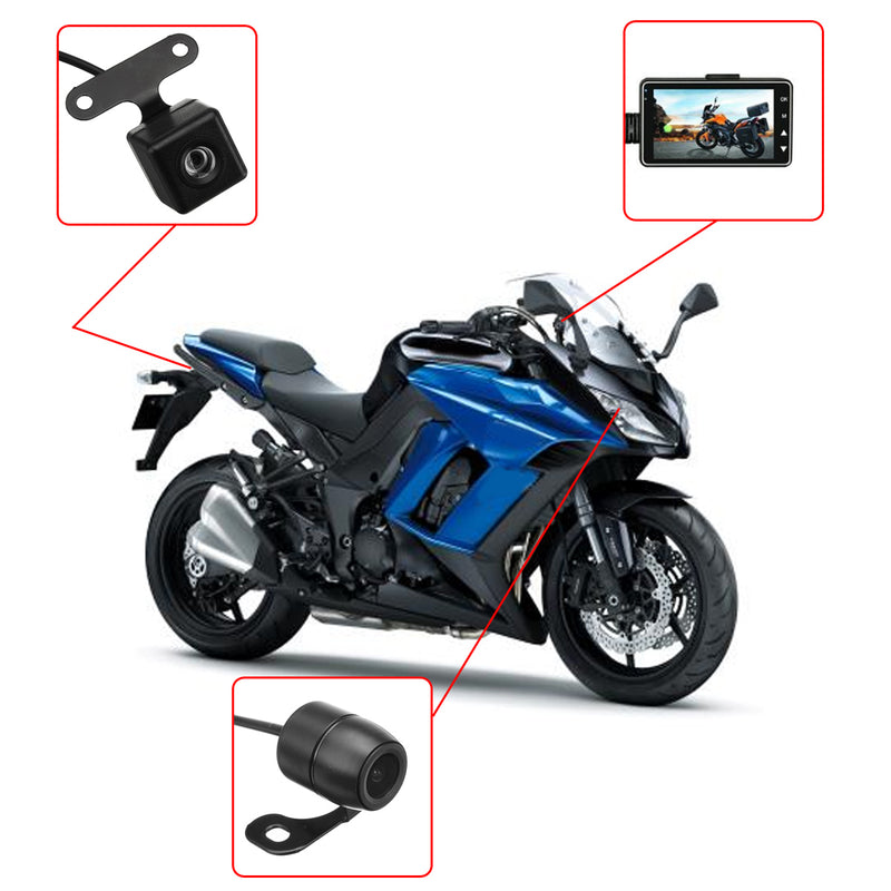 3 inch 720P Motorcycle DVR Recorder HD Dual Camera Hidden Video Night Vision