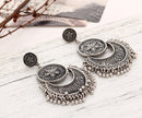 Retro Ethnic Tassel Alloy Flower Moon Drop Dangle Earring Jewelry for Women