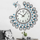 Large 3D Gold Diamond Peacock Wall Clock Metal Watch For Home Living Room Decoration DIY Clocks Crafts Ornaments Gift 53x53cm