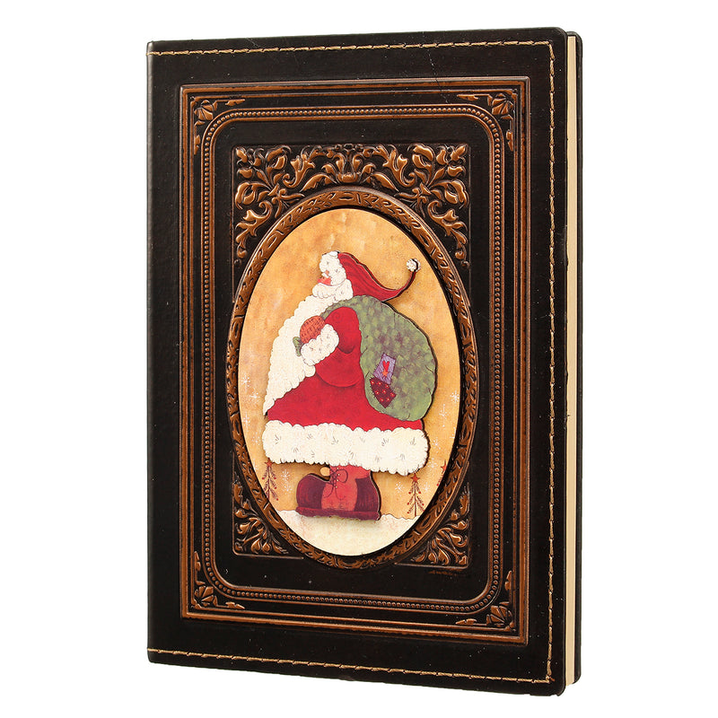 European Retro 3D Embossed PU Notebook Santa Claus King Alexander Little Girl Pattern A5 Notepad