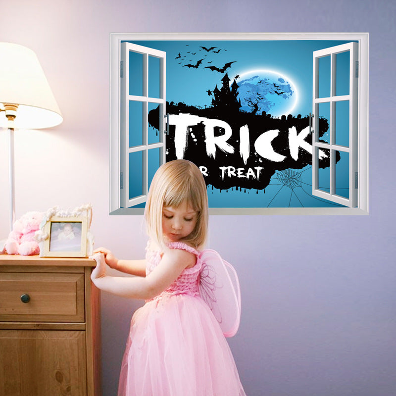 Miico FX7501 Trick or Treat Halloween Sticker Cartoon Wall Sticker Halloween Decoration Room Decoration