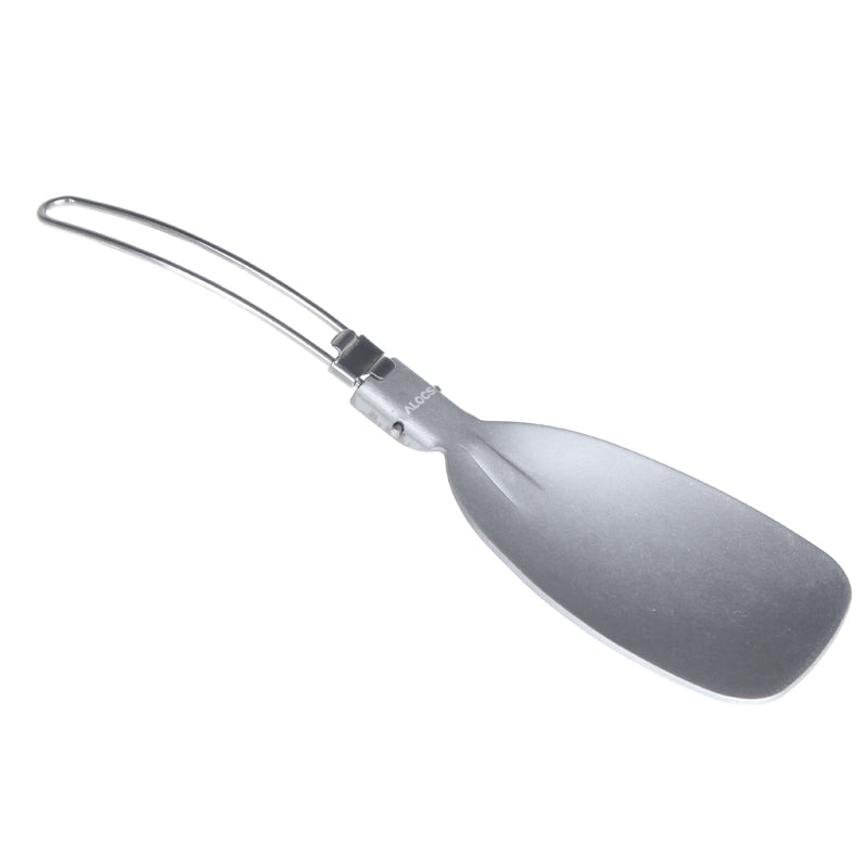 Alocs TW-301 Portable Folding Pan Cake Turner Picnic Food Rice Spoon Ladle Stainless Steel Aluminum Tableware