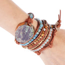 Bohemian Stone Crystal Bangle Healing Bead Pendant Chain Bracelet Jewelry Unisex