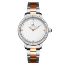 SHENGKE SK K0111 Full Steel Fashion Women Crystal Case Simple Needle Ladies Dress Quartz Watch