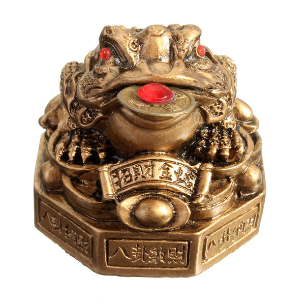 KiWarm Classic Toad Lucky Money Gifts Home Golden Color Feng Shui Chinese Coin Decorations Wealth Statue Decoration Ornament