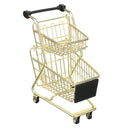Children Mini Metal Shopping Trolley Kids Pretend Role Play Desktop Organizer Toy