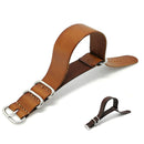 18/20/22mm Kraft Layer Leather Watch Strap Stainless Steel Rings Watch Band