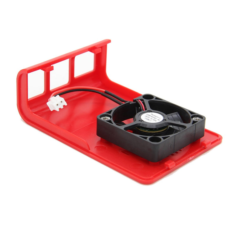 Red and White ABS Case With DC 5V 4010 Fan Protective Shell for Raspberry Pi 4B Only